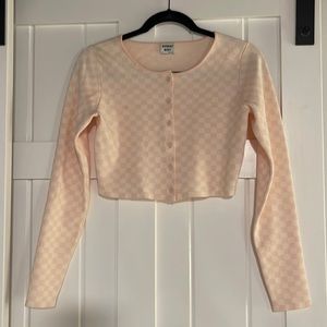 Aritzia Sunday Best Checkered Cropped Cardigan
